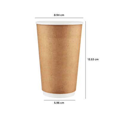 Free Plastik FPD1003 16oz Double Wall Paper Cup 500pcs, Ø9 X H 14 cm - HorecaStore