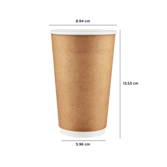 Free Plastik FPD1003 16oz Double Wall Paper Cup 500pcs, Ø9 X H 14 cm - HorecaStore