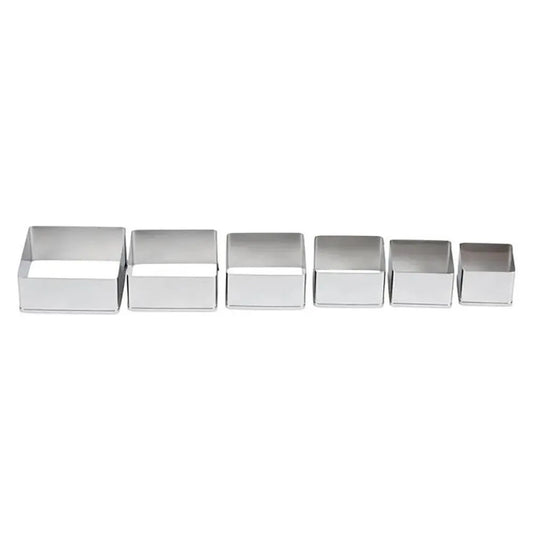 THS Stainless Steel Square Shape Cookie And Pastry Cutters Set Of 5Pcs, H 5CM Assorted Sizes