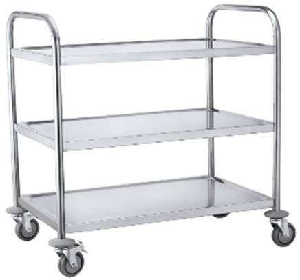 THS 101102 3 Tier Round Tube Service Trolley, 84.5 x 52.5 x 94 cm