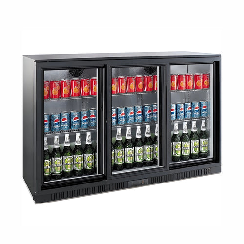 THS Three Sliding Door Bar Cooler Black, 300 L, 133.5 x 51 x 90 cm