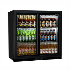 THS Two Sliding Door Bar Cooler Black, 220 L, 250 W, 92 x 51 x 90 cm