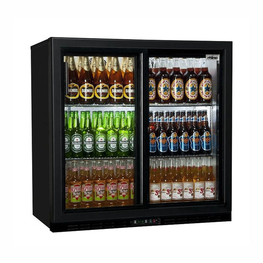 THS Two Sliding Door Bar Cooler Black, 220 L, 250 W, 92 x 51 x 90 cm
