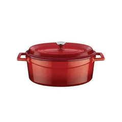 Lava Oval Casserole 7 Litres, L 38.5 x W 25.5 x H 15 cm, 7Litres, Enameled Cast Iron, Color Red
