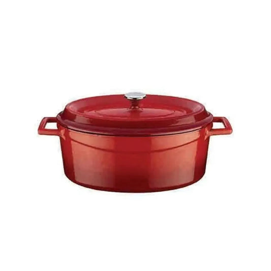 Lava Oval Casserole 7 Litres, L 38.5 x W 25.5 x H 15 cm, 7Litres, Enameled Cast Iron, Color Red