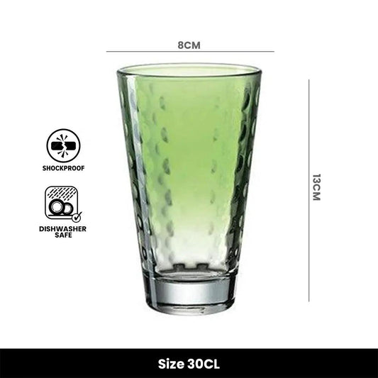 Leonardo Optic Long Drink Colored Glass, 30 cl, Color Green, Pack of 6 - HorecaStore