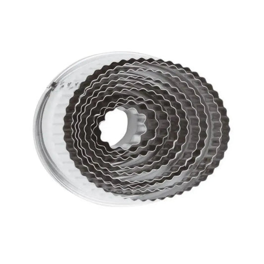 Paderno 47325-10 Stainless Steel Oval Cutter Fluted, ø 10 x H 3.5 cm, Pack of 6
