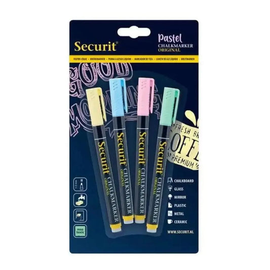 Securit BL-SMA100-V4-PAS Chalkmarker Blister, Color Assorted Pastel, Set of 4