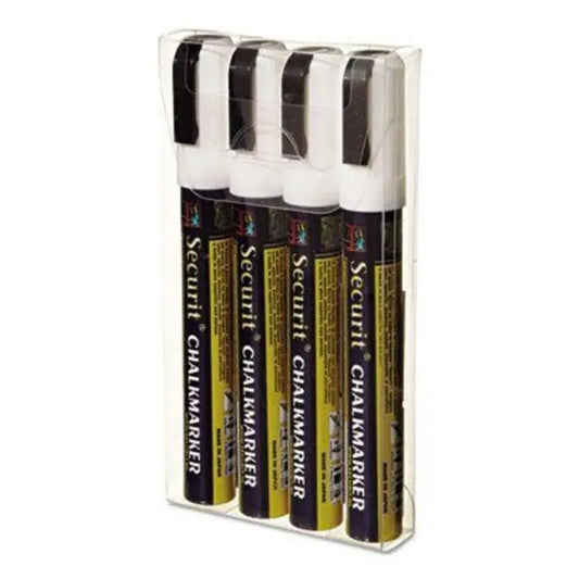Securit SMA510-V4-WT Chalkmarker Wallet, Color White, Set of 4
