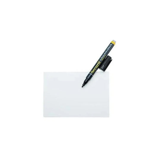 Securit White Tags L 14.3 x W 10.5 cm, Set of 20 pcs With 4 Spikes & 1 Black Chalkmarker