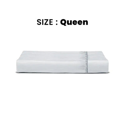 ths zen stripes queen fitted cotton bed sheet grey