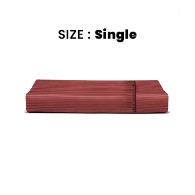 ths zen stripes single fitted cotton bed sheet burgundy