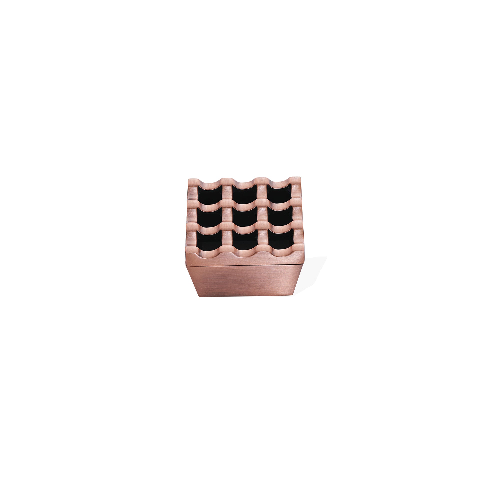 Wundermaxx Square Shape 9 hole Stainless Steel Windproof Ashtray, 7.3 x 4.2 cm, Color Copper