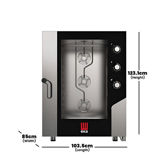 Tecnoeka Electric Combi Oven with Electromechanical Panel, 15.4 kW, Cpty 10 Trays, 85 x 104.1 x 113 cm
