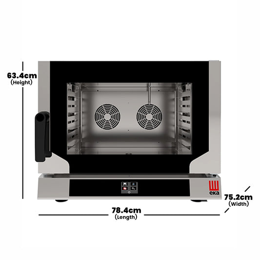 Tecnoeka Electric Combi Oven with Touch Screen, Cpty 4 Trays, 3.4 kW, 78.4 x 75.2 x 63.4 cm