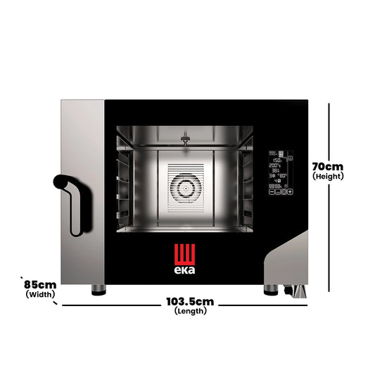 Tecnoeka Electric Combi with Black Mask, Cpty 4 Trays, 7.8 kW, 85 x 103.5 x 70 cm