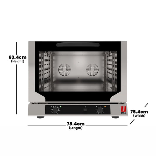 Tecnoeka Electric Convention Oven, Cpty 4 Trays, 3.4 kW, 78.4 x 75.4 x 63.4 cm