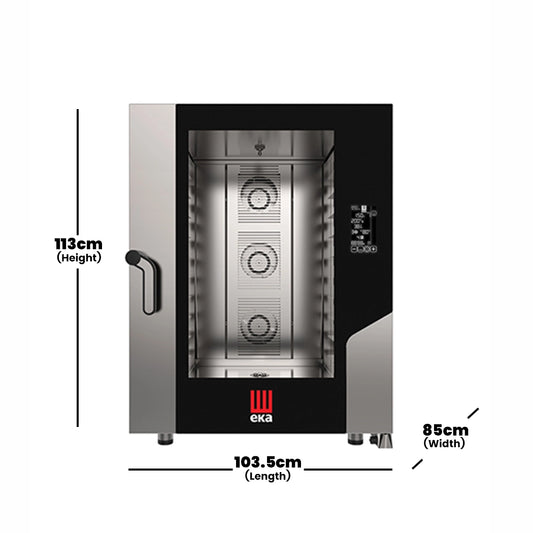 Tecnoeka MKF1064BM Electric Combi with Black Mask, Cpty 10 Trays, 15.4 kW, 85 x 103.5 x 113 cm