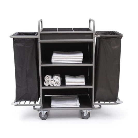 VM Ecoplus 800 Hotel Housekeeping Trolley 4 Shelves With Linen Bags L 145 x D 55 x H 130 cm, Grey