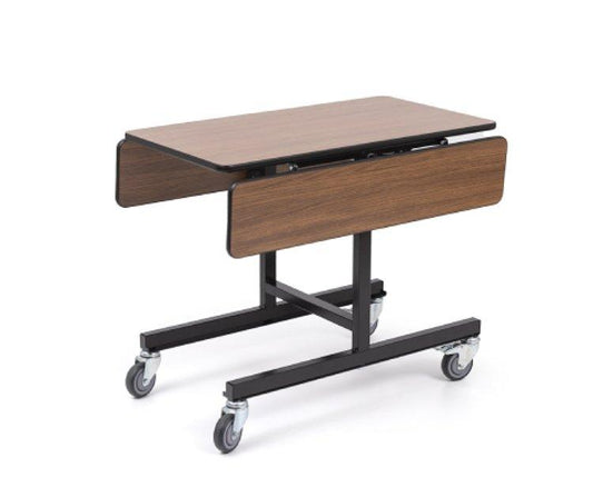 VM BI-Fold Square Room Service Trolley L 110 x W 90 x H 79 cm, Top And Double Drop Leafs, 4 Swivel Non Scratching Silent Wheels, Color Black - HorecaStore