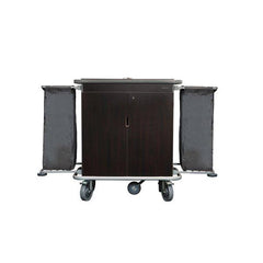 VM Signature 1100 Hotel Housekeeping Trolley, Large L 110 x W 50 x H 130 cm, 2 Adjustable Shelves, 1 Top Compartment, Beechwood